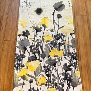 Floral Yellow and Gray Long Curtains (Set of 2)